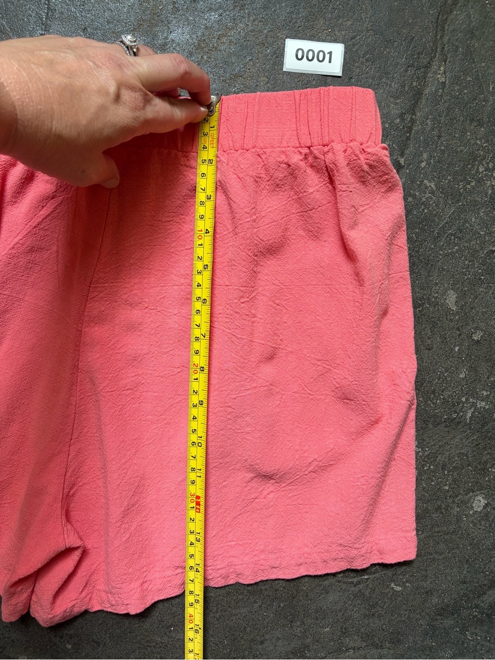 Women's Linen Coral Elastic-Waist Shorts - Picture 6 of 6
